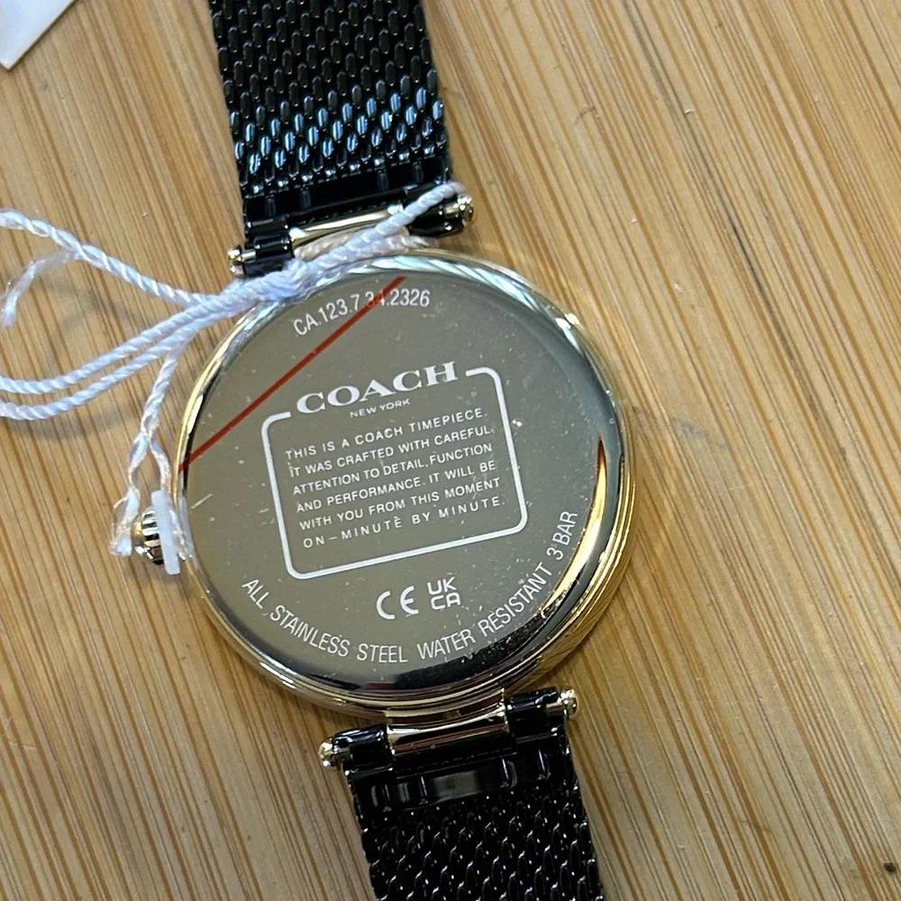 Coach Park Carnation Watch With 34mm Black Face & Black MeshBracelet - Picture 3 of 6
